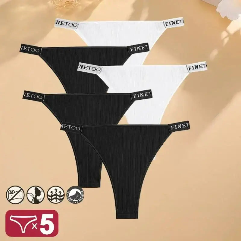 5PCS/Set Sexy Lingerie Women Cotton Panties Finetoo Letter Low Waist Female Briefs Underwear Comfort Underpants Women Intimates - The Lady's Haven