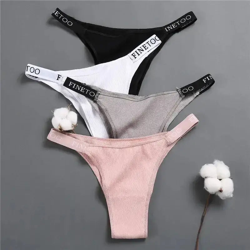 5PCS/Set Sexy Lingerie Women Cotton Panties Finetoo Letter Low Waist Female Briefs Underwear Comfort Underpants Women Intimates - The Lady's Haven