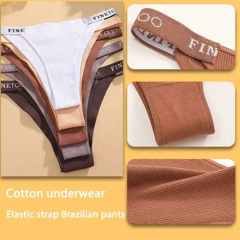 5PCS/Set Sexy Lingerie Women Cotton Panties Finetoo Letter Low Waist Female Briefs Underwear Comfort Underpants Women Intimates - The Lady's Haven