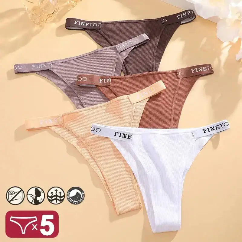5PCS/Set Sexy Lingerie Women Cotton Panties Finetoo Letter Low Waist Female Briefs Underwear Comfort Underpants Women Intimates - The Lady's Haven