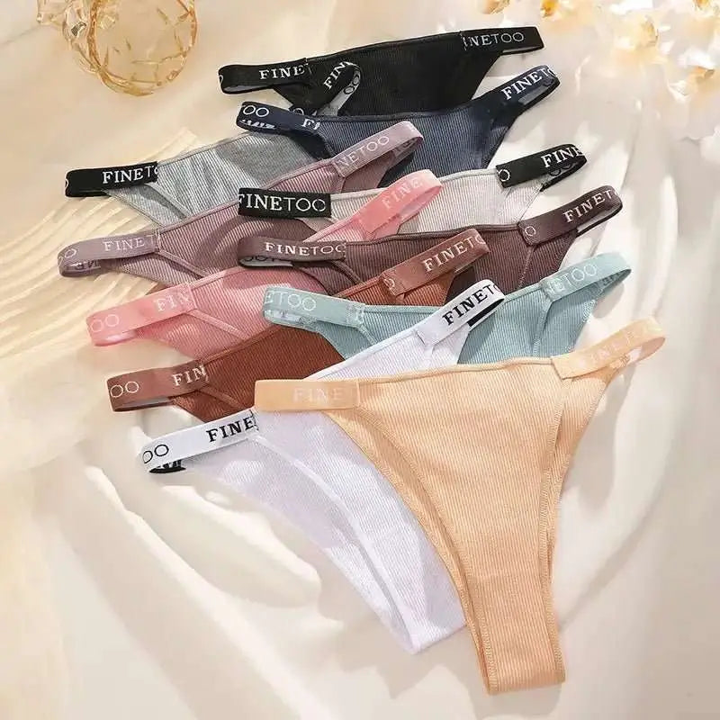 5PCS/Set Sexy Lingerie Women Cotton Panties Finetoo Letter Low Waist Female Briefs Underwear Comfort Underpants Women Intimates - The Lady's Haven