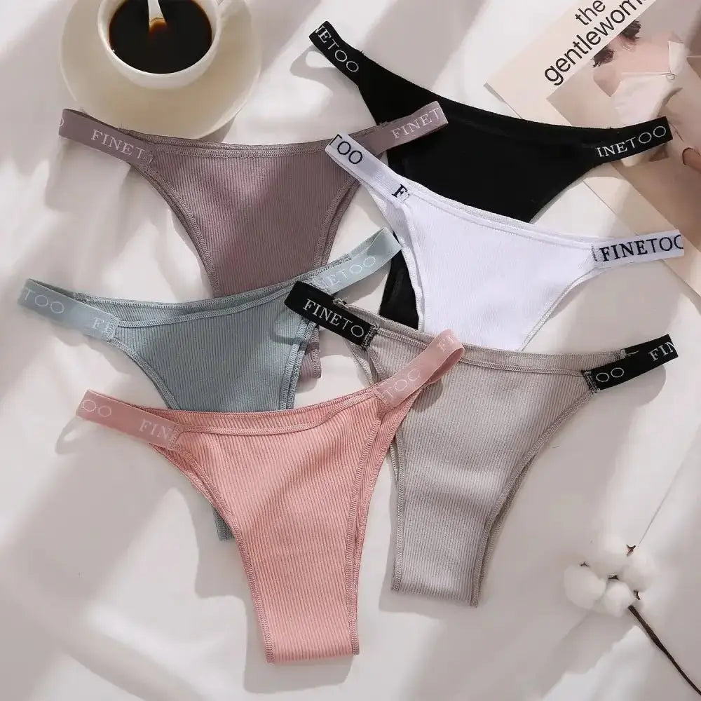 5PCS/Set Sexy Lingerie Women Cotton Panties Finetoo Letter Low Waist Female Briefs Underwear Comfort Underpants Women Intimates - The Lady's Haven