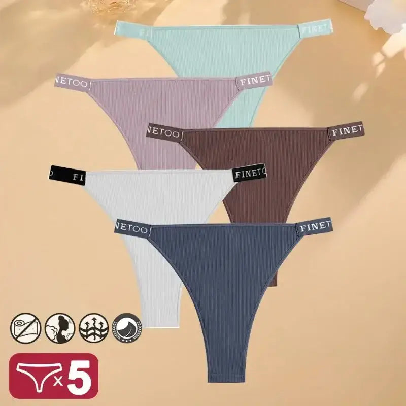 5PCS/Set Sexy Lingerie Women Cotton Panties Finetoo Letter Low Waist Female Briefs Underwear Comfort Underpants Women Intimates - The Lady's Haven