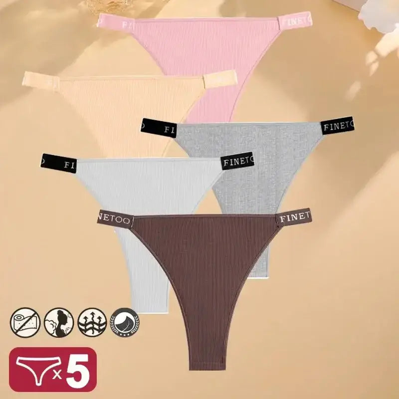 5PCS/Set Sexy Lingerie Women Cotton Panties Finetoo Letter Low Waist Female Briefs Underwear Comfort Underpants Women Intimates - The Lady's Haven